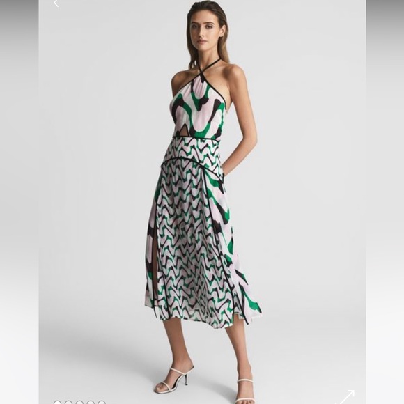Reiss Dresses & Skirts - Reiss Alex Halter Resort Printed Midi Dress USA 10 New with Tags